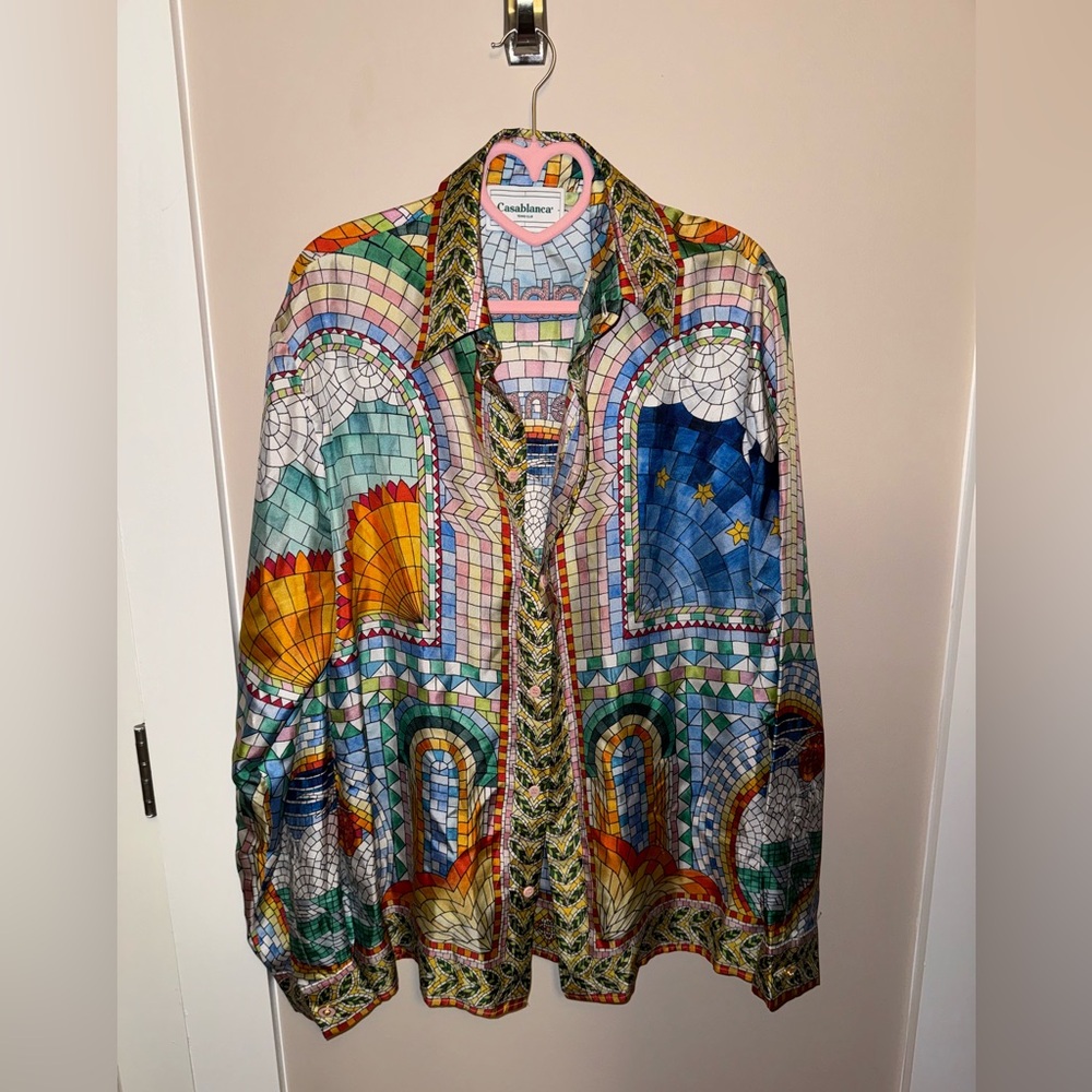 Silk Casablanca Mosaic De Damas Printed Shirt